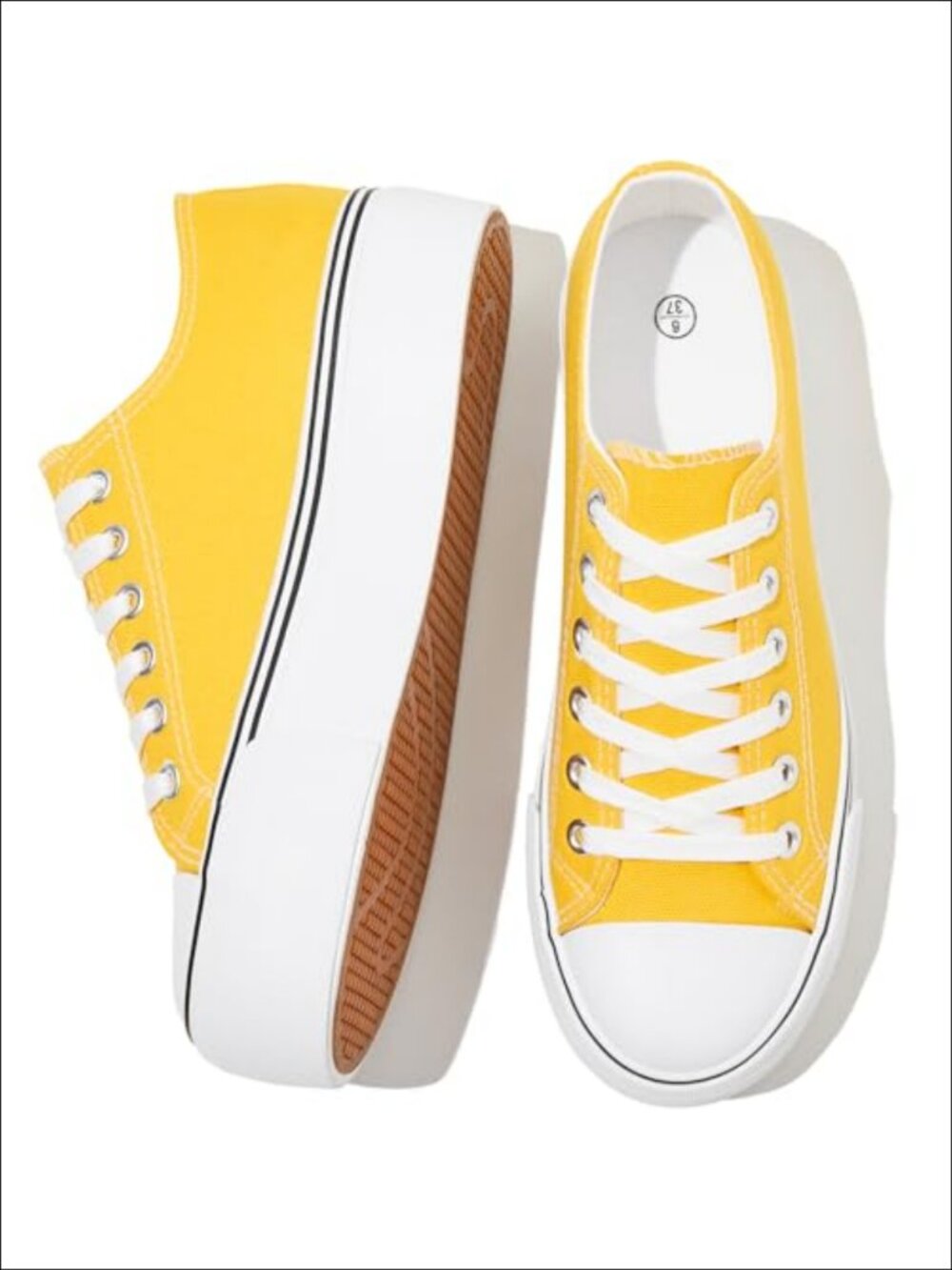 Women's Platform Sneakers Breathable Canvas Lace-Up Non-Slip Rubber Sole Casual